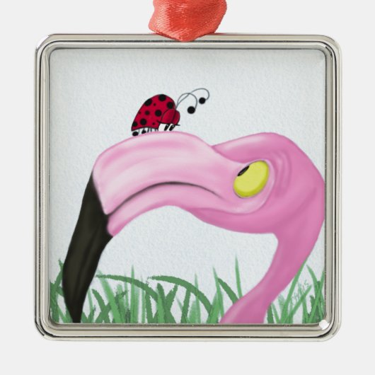 Hübsch rosa Flamingo Ornament Aus Metall (Vorne)