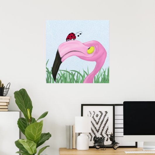 Hübsch rosa Flamingo Poster (Heimbüro)