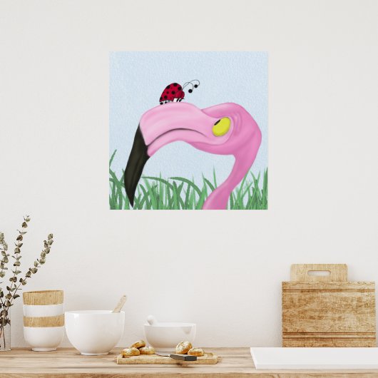 Hübsch rosa Flamingo Poster (Küche)