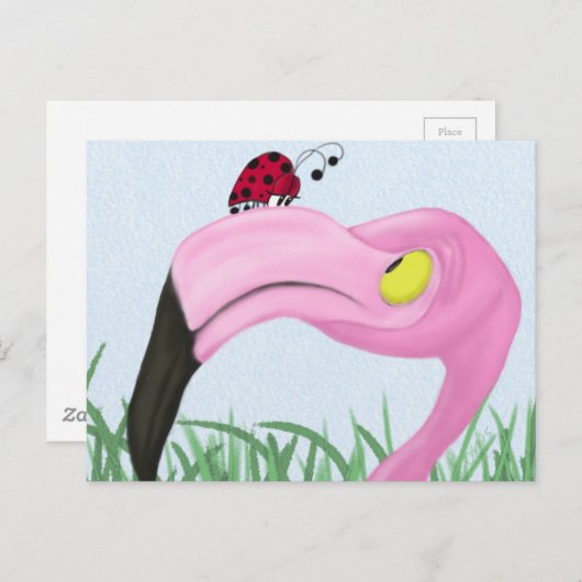 Hübsch rosa Flamingo Postkarte (Vorne/Hinten)