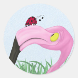 Hübsch rosa Flamingo Runder Aufkleber