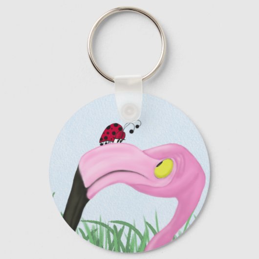 Hübsch rosa Flamingo Schlüsselanhänger (Vorderseite)