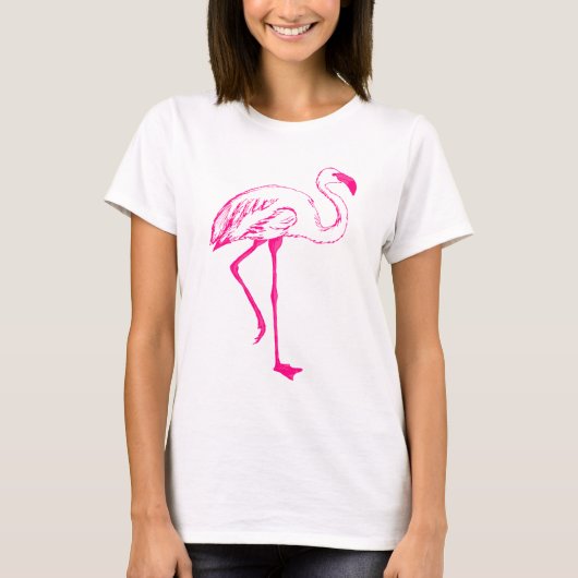 Hübsch rosa Flamingo T - Shirt (Vorderseite)