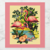 Hübsch rosa Flamingos Birds Floral Weine Labels Weinetikett (Einzelnes Label)
