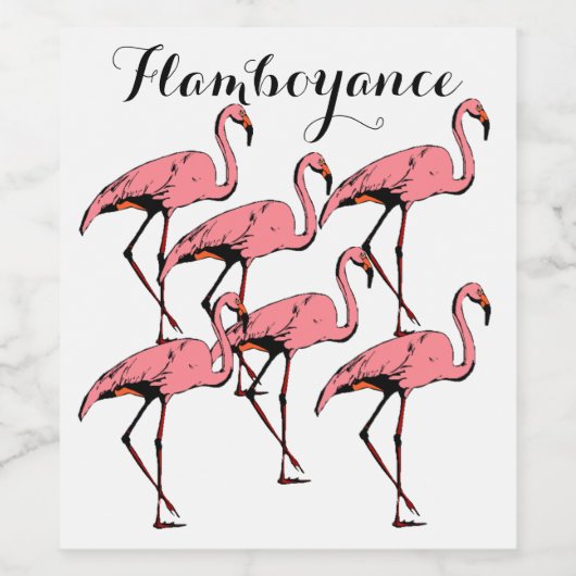Hübsch rosa Flamingos Flamboyance Weinmarken Weinetikett (Einzelnes Label)