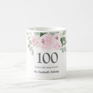 Hübsch-Rosa-Flora-Frauen 100. Geburtstagsgeschenk Kaffeetasse