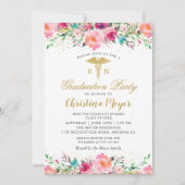 Hübsch-Rosa-Flora-RN-Foto-Abitur Einladung (Vorderseite)