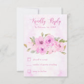 Hübsch-rosa-Flora und -kalligrafie RSVP Karte (Vorderseite)