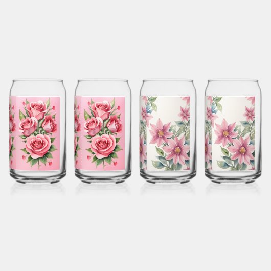 Hübsch rosa Floral Dosenglas (Hinten)