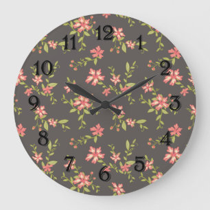 Hübsch rosa Floral Große Wanduhr