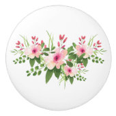 Hübsch rosa Floral Keramikknauf (Vorderseite)