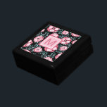 Hübsch rosa Floral Monogram Erinnerungskiste<br><div class="desc">Diese hübsche Geschenkboxen weist einen rosa Blumenmuster-Hintergrund auf. Personalisieren Sie das Monogramm Ihrer Wahl.</div>