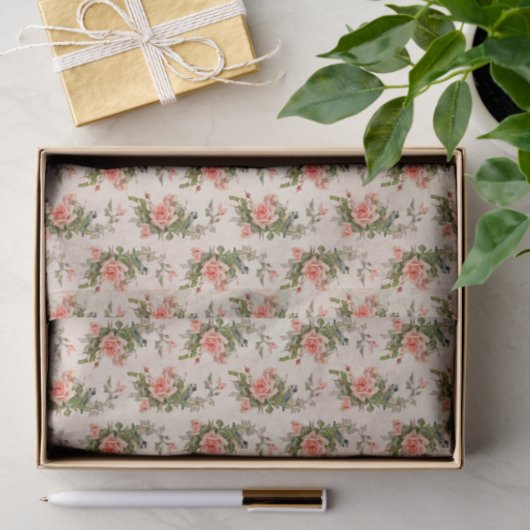 Hübsch rosa Floral Seidenpapier (Geschenk)