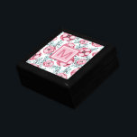 Hübsch rosa Floral weiß Erinnerungskiste<br><div class="desc">Diese hübsche Geschenkboxen weist einen rosa Blumenmuster-Hintergrund auf. Personalisieren Sie das Monogramm Ihrer Wahl.</div>