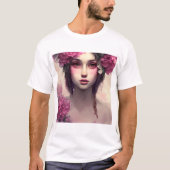 Hübsch-rosa-florale ätherische Frau T-Shirt (Vorderseite)
