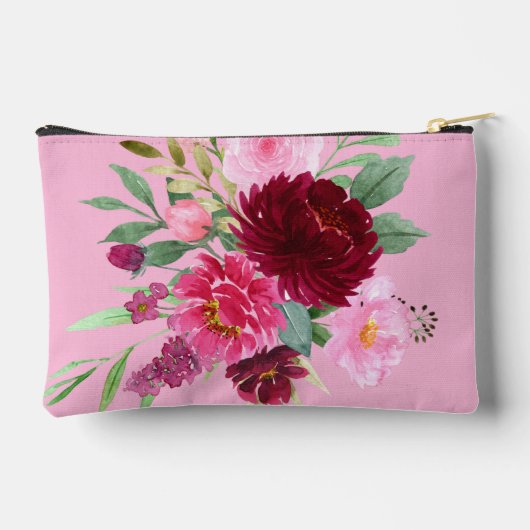 Hübsch rosa florale Kosmetiktüte Zubehörtasche (Rückseite)