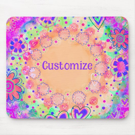 Hübsch rosa, florale Personalisierte Inspiritivitä Mousepad (Vorne)