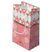 Hübsch-rosa-Flower-Geschenktasche Kleine Geschenktüte (Rückseite Schrägansicht)