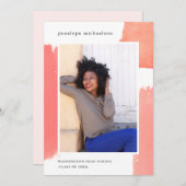 Hübsch-Rosa-Foto-Graduierungsparty Einladung (Vorne/Hinten)