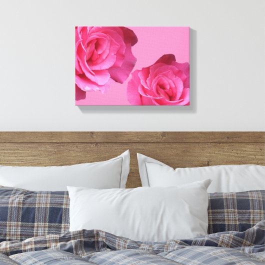 Hübsch rosa Französische Rose Schwarze Kunst Leinwanddruck (Insitu (Schlafzimmer))