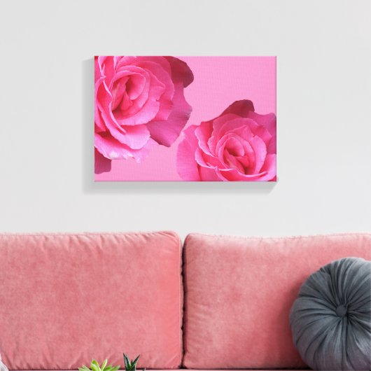 Hübsch rosa Französische Rose Schwarze Kunst Leinwanddruck (Insitu (Wohnzimmer))