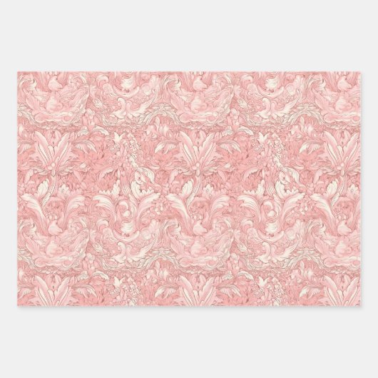 Hübsch rosa französisches Pariser Design Geschenkpapier Set (Vorderseite)