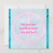 Hübsch rosa Friedensschild über blaue Abstrakte Ex Save The Date (Rückseite)