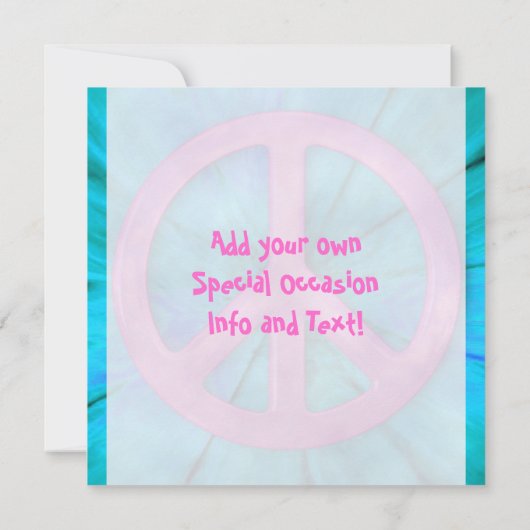 Hübsch rosa Friedensschild über blaue Abstrakte Ex Save The Date (Rückseite)