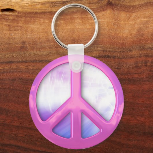 Hübsch rosa Friedenszeichen Schlüsselanhänger (Vorderseite)