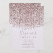 Hübsch Rosa Funkelnd Blush Glitzer Sweet 16 Party Einladung (Vorne/Hinten)