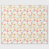 Hübsch-Rosa-Gelbe Blume Geschenkpapier (Flach)