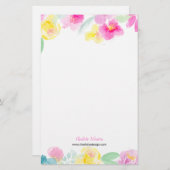 Hübsch-rosa-gelbe lockere blumenfarbene Blume Briefpapier (Vorne/Hinten)
