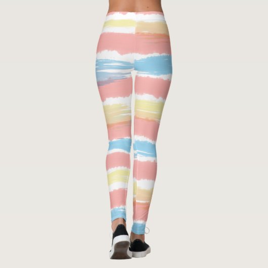 Hübsch rosa gelbe Streifen Leggings (Rückseite)