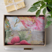 Hübsch rosa gestörte Vintage Blumendekoupage Seidenpapier (Geschenk)