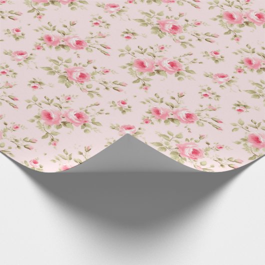 Hübsch rosa gestrichene Rose Geschenkpapier (Ecke)