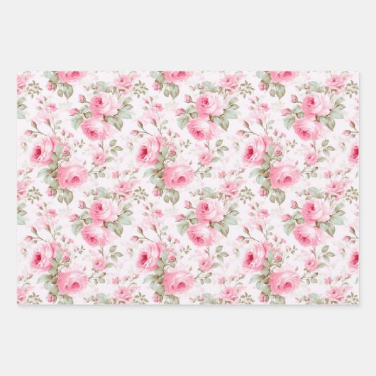 Hübsch rosa gestrichene Rose Geschenkpapier Set (Vorderseite)