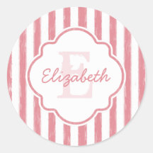 Hübsch rosa gestrichene Streifen Monogramm und Nam