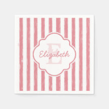 Hübsch rosa gestrichene Streifen Monogramm und Nam