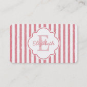 Hübsch rosa gestrichene Streifen Monogramm und Nam Visitenkarte (Vorderseite)