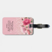 Hübsch-Rosa-Glitzer-Monogramm Gepäckanhänger (Rückseite horizontal)