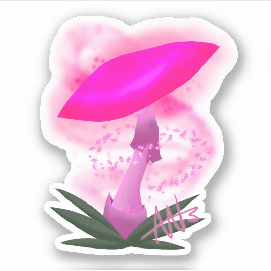 Hübsch rosa glühender Mushroom Custom Cut Aufkleber (Vorderseite)