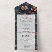 Hübsch-Rosa-Gold-Blue-Rose All In One Einladung (Innen Boden)