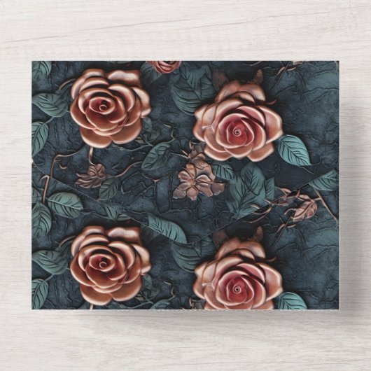 Hübsch-Rosa-Gold-Blue-Rose All In One Einladung (Rückseite)