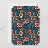 Hübsch-Rosa-Gold-Blue-Rose Einladung (Rückseite)