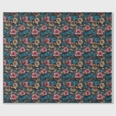 Hübsch-Rosa-Gold-Blue-Rose Geschenkpapier (Flach)