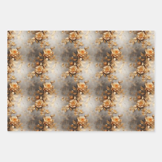 Hübsch-Rosa-Gold-Blue-Rose Geschenkpapier Set (Vorderseite 3)