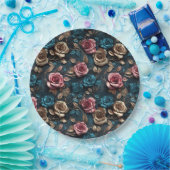 Hübsch-Rosa-Gold-Blue-Rose Pappteller (Party)