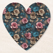 Hübsch-Rosa-Gold-Blue-Rose Untersetzer (Vorderseite)