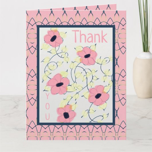 Hübsch Rosa Grau und Schwarz Karte (Vorderseite)