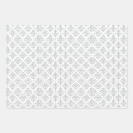 Hübsch rosa graue Girl Damask Print Custom Geschenkpapier Set (Vorderseite 3)